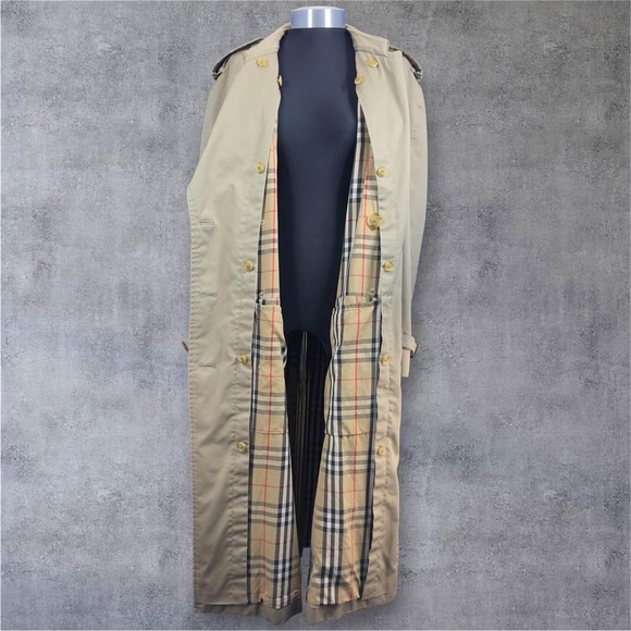 Vintage 80's Burberrys Prorsum Trench Coat Long England Classic Chic Size 42 - Picture 12 of 13